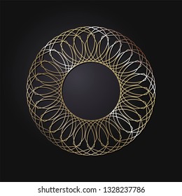 Decorative round frame for design with abstract floral pattern. Circle frame. Template Vector.