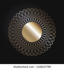 Decorative round frame for design with abstract floral pattern. Circle frame. Template Vector.