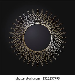 Decorative round frame for design with abstract floral pattern. Circle frame. Template Vector.