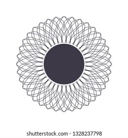 Decorative round frame for design with abstract floral pattern. Circle frame. Template Vector.