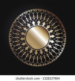 Decorative round frame for design with abstract floral pattern. Circle frame. Template Vector.