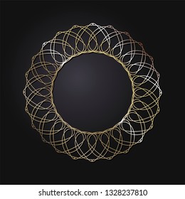 Decorative round frame for design with abstract floral pattern. Circle frame. Template Vector.