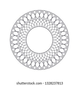Decorative round frame for design with abstract floral pattern. Circle frame. Template Vector.