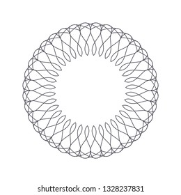 Decorative round frame for design with abstract floral pattern. Circle frame. Template Vector.