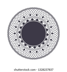 Decorative round frame for design with abstract floral pattern. Circle frame. Template Vector.