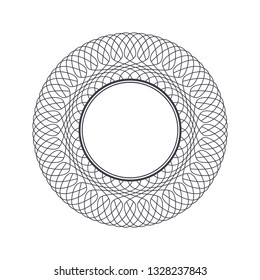 Decorative round frame for design with abstract floral pattern. Circle frame. Template Vector.