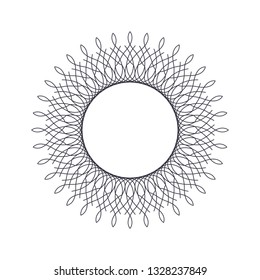 Decorative round frame for design with abstract floral pattern. Circle frame. Template Vector.