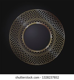Decorative round frame for design with abstract floral pattern. Circle frame. Template Vector.