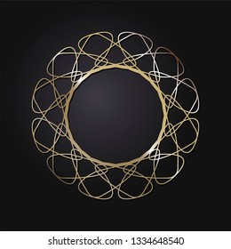 Decorative round frame for design with abstract floral pattern. Circle frame. Template Vector.