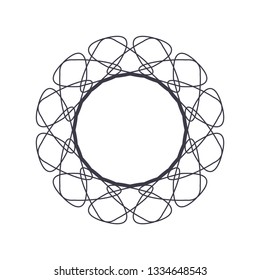 Decorative round frame for design with abstract floral pattern. Circle frame. Template Vector.