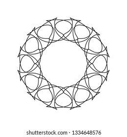 Decorative round frame for design with abstract floral pattern. Circle frame. Template Vector.
