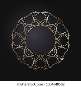 Decorative round frame for design with abstract floral pattern. Circle frame. Template Vector.