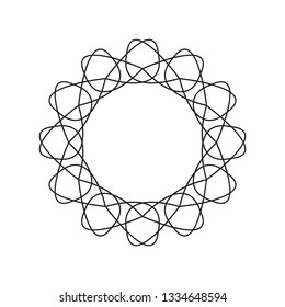Decorative round frame for design with abstract floral pattern. Circle frame. Template Vector.