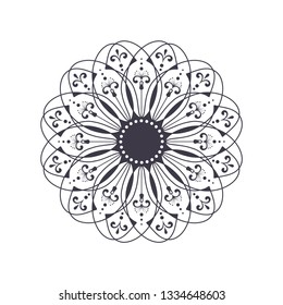 Decorative round frame for design with abstract floral pattern. Circle frame. Template Vector.