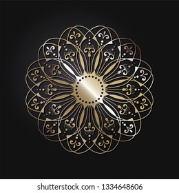 Decorative round frame for design with abstract floral pattern. Circle frame. Template Vector.