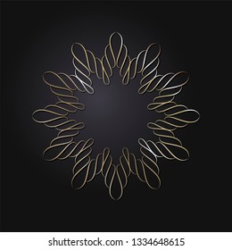 Decorative round frame for design with abstract floral pattern. Circle frame. Template Vector.