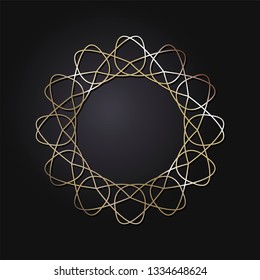 Decorative round frame for design with abstract floral pattern. Circle frame. Template Vector.