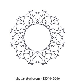 Decorative round frame for design with abstract floral pattern. Circle frame. Template Vector.