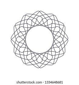 Decorative round frame for design with abstract floral pattern. Circle frame. Template Vector.