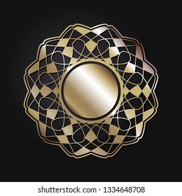 Decorative round frame for design with abstract floral pattern. Circle frame. Template Vector.