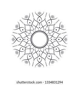 Decorative round frame for design with abstract floral pattern. Circle frame. Template Vector.