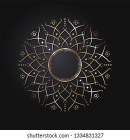 Decorative round frame for design with abstract floral pattern. Circle frame. Template Vector.