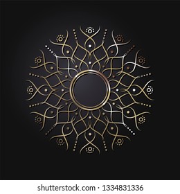 Decorative round frame for design with abstract floral pattern. Circle frame. Template Vector.