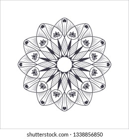 Decorative round frame for design with abstract floral pattern. Circle frame. Template Vector.