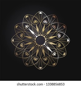 Decorative round frame for design with abstract floral pattern. Circle frame. Template Vector.