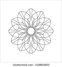 Decorative round frame for design with abstract floral pattern. Circle frame. Template Vector.