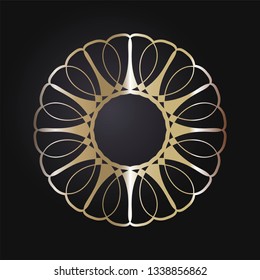 Decorative round frame for design with abstract floral pattern. Circle frame. Template Vector.
