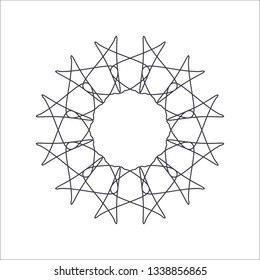 Decorative round frame for design with abstract floral pattern. Circle frame. Template Vector.