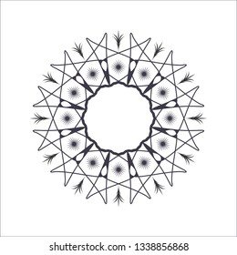 Decorative round frame for design with abstract floral pattern. Circle frame. Template Vector.