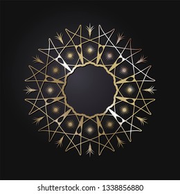 Decorative round frame for design with abstract floral pattern. Circle frame. Template Vector.