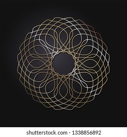 Decorative round frame for design with abstract floral pattern. Circle frame. Template Vector.