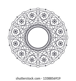 Decorative round frame for design with abstract floral pattern. Circle frame. Template Vector.