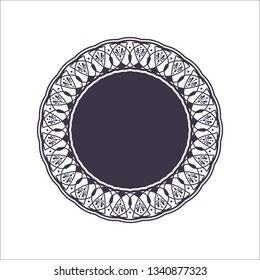 Decorative round frame for design with abstract floral pattern. Circle frame. Template Vector.