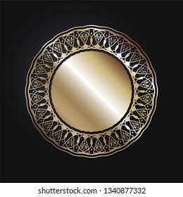 Decorative round frame for design with abstract floral pattern. Circle frame. Template Vector.