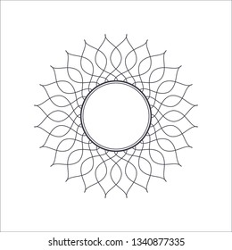 Decorative round frame for design with abstract floral pattern. Circle frame. Template Vector.