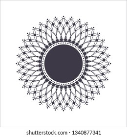 Decorative round frame for design with abstract floral pattern. Circle frame. Template Vector.
