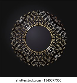 Decorative round frame for design with abstract floral pattern. Circle frame. Template Vector.