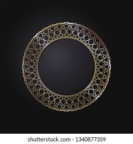 Decorative round frame for design with abstract floral pattern. Circle frame. Template Vector.