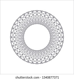 Decorative round frame for design with abstract floral pattern. Circle frame. Template Vector.