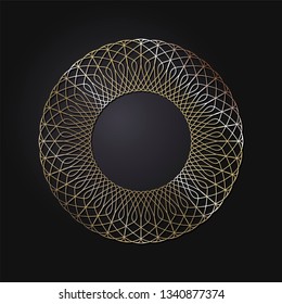 Decorative round frame for design with abstract floral pattern. Circle frame. Template Vector.