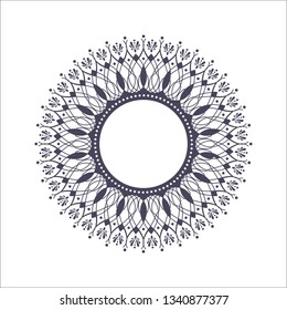 Decorative round frame for design with abstract floral pattern. Circle frame. Template Vector.