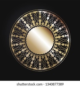 Decorative round frame for design with abstract floral pattern. Circle frame. Template Vector.