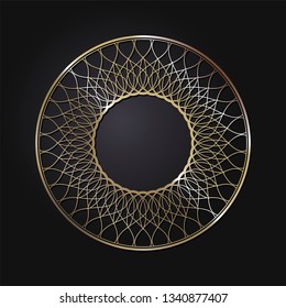 Decorative round frame for design with abstract floral pattern. Circle frame. Template Vector.