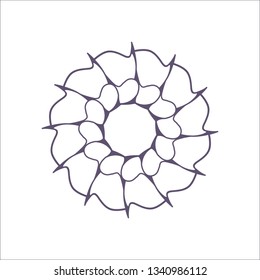 Decorative round frame for design with abstract floral pattern. Circle frame. Template Vector.