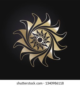 Decorative round frame for design with abstract floral pattern. Circle frame. Template Vector.