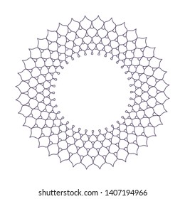 Decorative round frame for design with abstract floral pattern. Circle frame. Template Vector.
